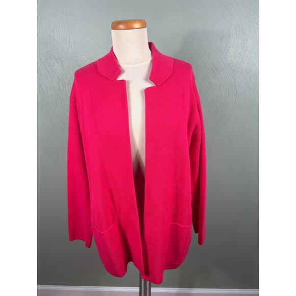 Talbots Petite Women's Size Medium Pink Knit Notch Collar Heavy Cardigan Jacket - Picture 8 of 10